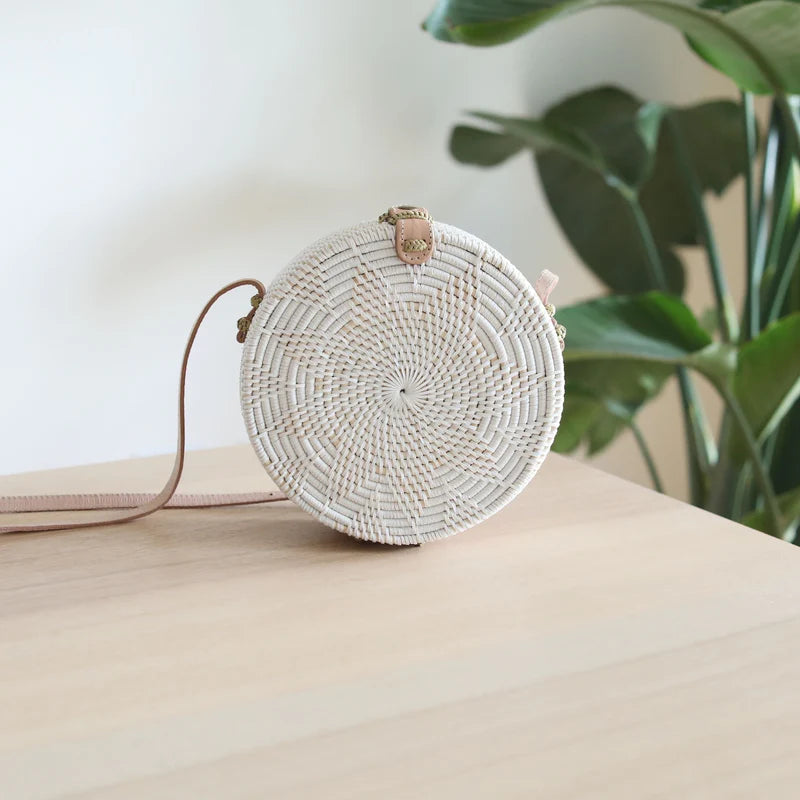 Rattan bag white sale