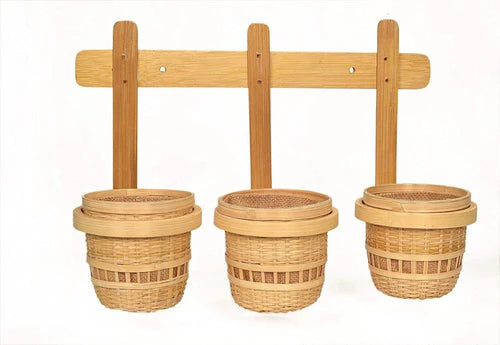 3 In 1 Bamboo Wall Hanging Planter With Jute Liners | Sustainable Gifts