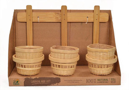 3 In 1 Bamboo Wall Hanging Planter With Jute Liners | Sustainable Gifts