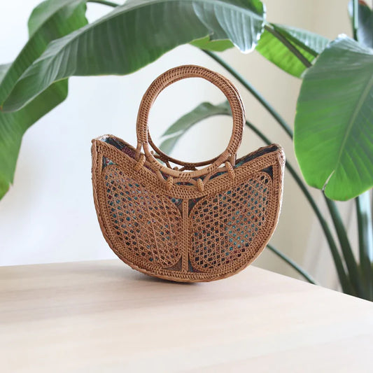 Butterfly Shaped Rattan Trandy Clutch Bag Made From Natural Fibers