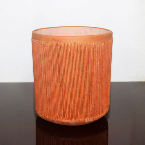 Terracotta Cylindrical Pillow Handmade Planter Set of 2 | Table Decor